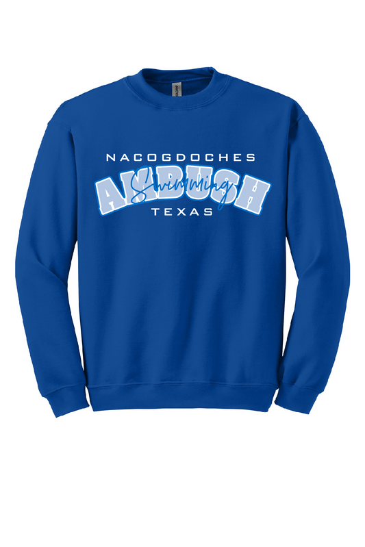 AMBUSH arch Nacogdoches, TX on Dark or Light Blue or White Crewneck