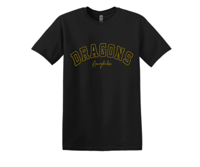 DRAGON Black and Gold available in adult or youth  tee, longsleeve, crewneck, hoodie, or dri-fit