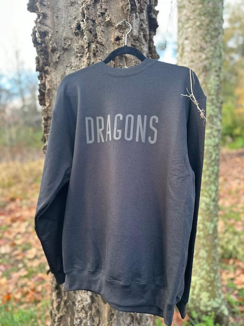 DRAGONS puff vinyl crewneck *black on black*