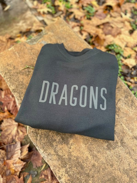 DRAGONS puff vinyl crewneck *black on black*