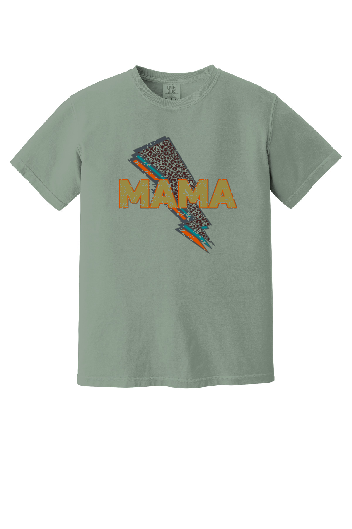 Lightning MAMA on a Comfort Colors Tee in 4 different colors