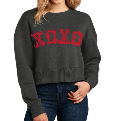 XOXO Fleece Cropped Crewneck