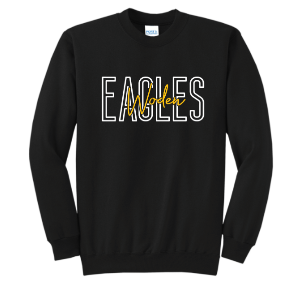 Block & Script Eagles - tee, crewneck or hoodie