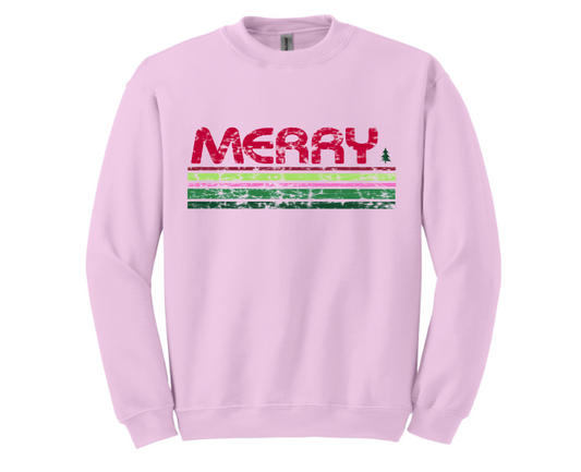 Merry Stripes Pink Crew